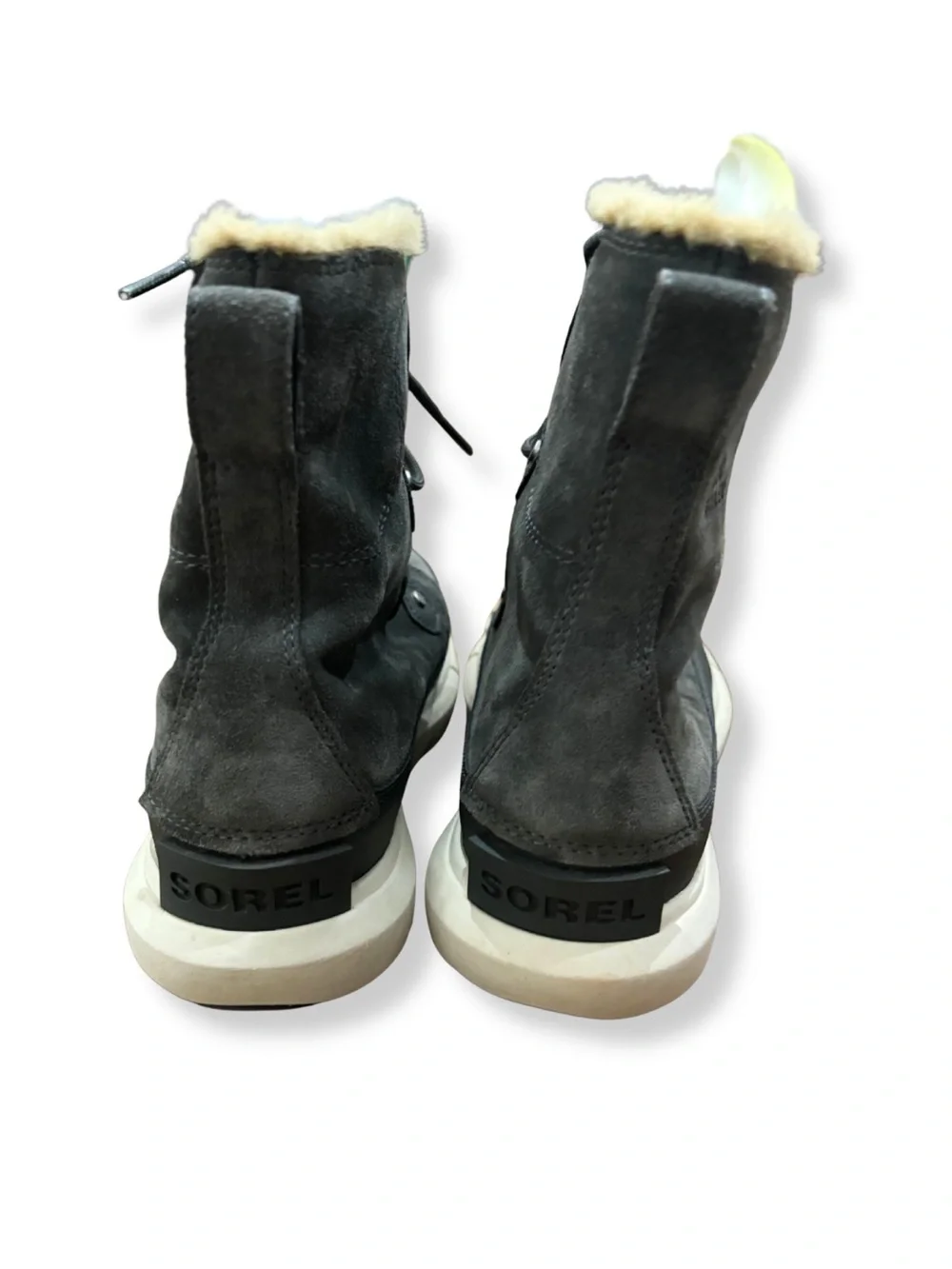 Sorel Explorer Joan Faux Fur Waterproof Boots Women’s Size 8 Charcoal Gray